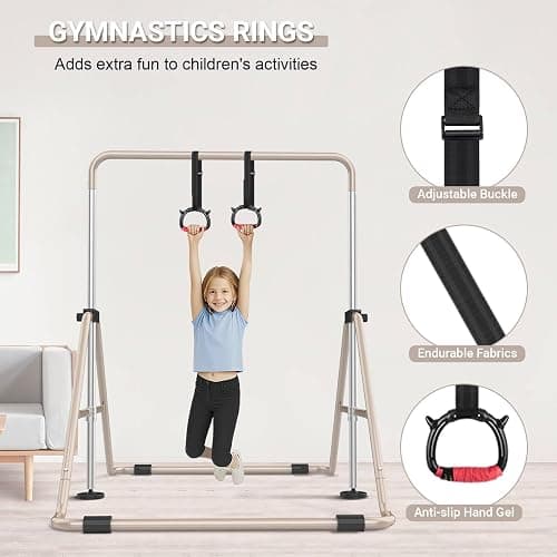 Nimsqury Foldable Gymnastics Bar, 5-Height Adjustable Gymnastic Bars for Kids at Home,Robust & Stable for Indoor/Outdoor Using,Weight Limit 140LBS thumbnail 5