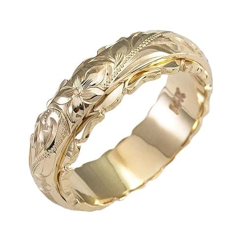 BlingNook Dainty Engraved Plumeria Flower Ring, 14K Gold Plated Hawaiian Princess Plumeria Flower Scroll Promise Ring Stackable Wedding Engagement Band Jewelry for Women or Men - Image 1
