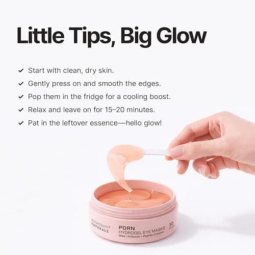 Enaskin Naturals PDRN Peptide Under Eye Patches for Dark Circles, 30 Pairs | These Under Eye Masks Help Reduce the Look of Wrinkles, Puffiness and Under Eye Bags, Leaving the Eye Area Looking Smoother thumbnail 7