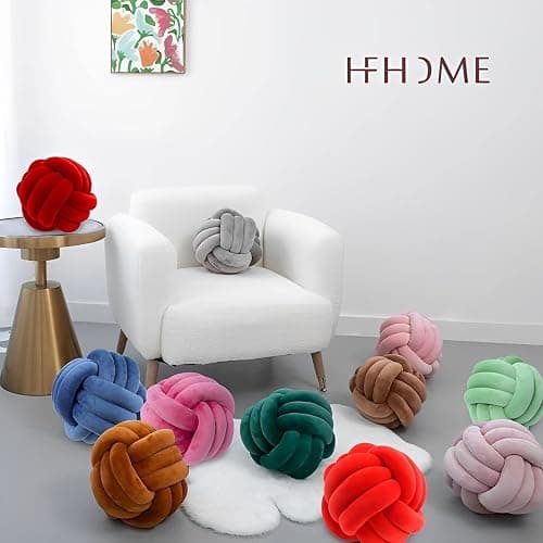 KEBAIHUA Knot Ball Pillows, Round Throw Pillow Cushion Home Decoration Soft Plush Pillow, Throw Knotted Ball Pillow Handmade Children Room Decoration Round Plush Toy Pillow (Dark Red,8.5"/22cm) thumbnail 6