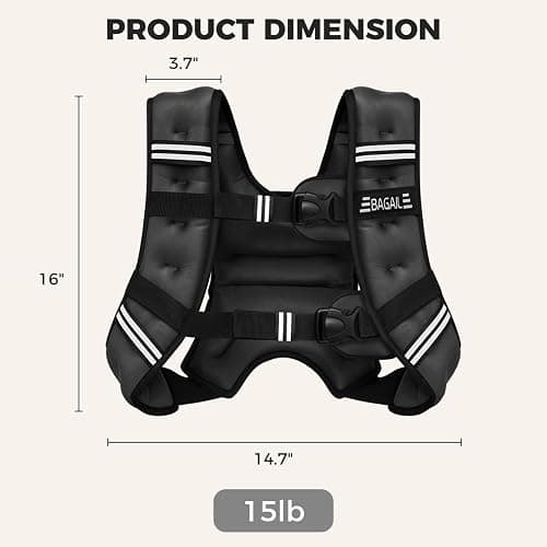 BAGAIL Weighted Vest, 5lb/8lb/10lb/12lb/15lb/20lb/25lb/30lb Weight Vest for Walking & Weight Loss, Reflective Rucking Vest with Phone Pouch for Women & Men, Home Gym & Outdoor Training thumbnail 9