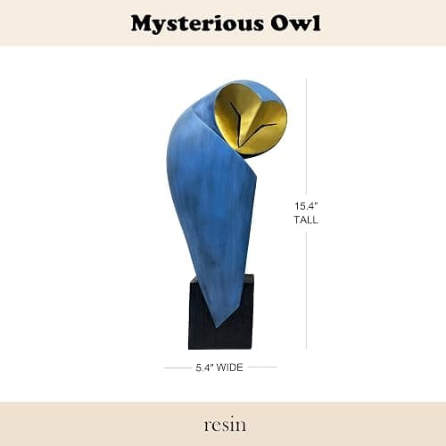 YHHRESINHOME Mid-Century Modern 15 Inch Resin Owl Sculpture - Handmade Vintage Home Decor Statue for Bookshelves, Office Desk, Mantel & Collector Display thumbnail 3