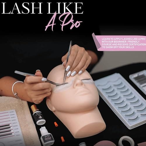 Hoka Lash Eyelash Extension Kit & Training Course and Certification, Professional Lash Extension Kit for Beginners Includes Practice Mannequin Head, Lash Trays, Glue, Tweezers, Fan & More thumbnail 3