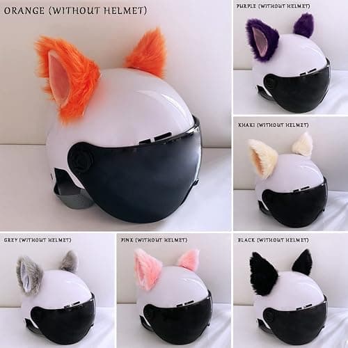 Cat Ears for Helmet Plush Ears Adhesive Helmet Accessory for Bicycle Motorcycle Smooth Surfaces Helmets Decor thumbnail 3