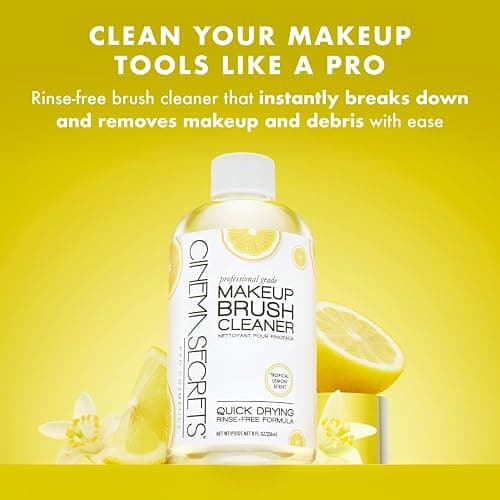 Cinema Secrets Original Makeup Brush Cleaner Solution - Professional Cleanser for Makeup Brushes - Quick-Drying, Rinse-Free Formula - Removes Stubborn Waterproof Make Up - Lemon thumbnail 2