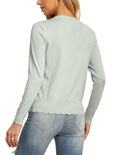 GRECERELLE Women's Long Sleeve V-Neck Button Down Cardigan Knit Shrugs Sweater thumbnail 4