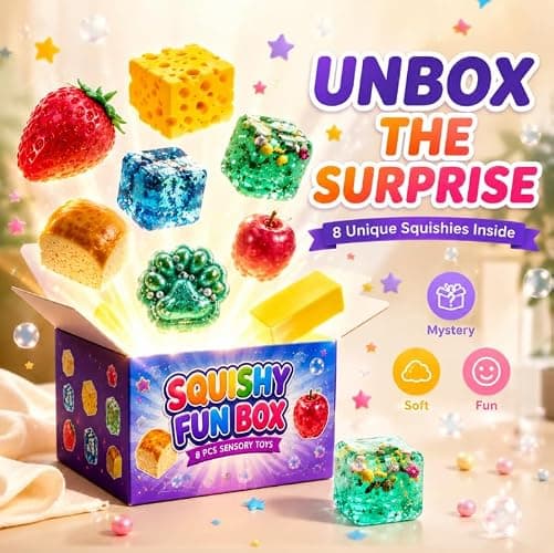 8-Piece Squishy Fun Box Mystery Set, Blind Box Malt Sugar Creative Slow Return Squishies Relief Hand Relax Desk Decor Party Favor Gifts for Adult (Style 1) thumbnail 2