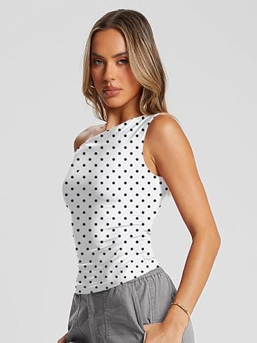 Trendy Queen Women's Off The Shoulder Tank Top, Sleeveless Stretchy Going Out Crop Top, Y2K Fashion T-Shirt for Summer thumbnail 3
