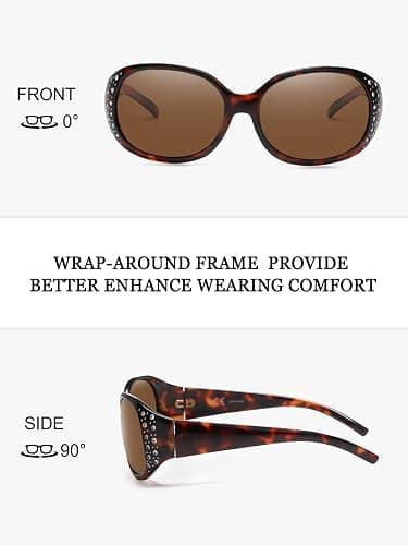Wzerry Polarized Sunglasses for Women, Rhinestone Wrap Around Sunglasses Trendy Bling Sunglasses UV400 Protection for Driving thumbnail 7