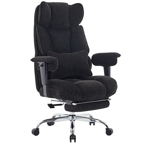 Efomao Executive Office Chair, Soft-Cushioned Computer Chair with Foot Rest, Fabric Home Office Desk Chairs, Big and Tall Office Chairs, Black thumbnail 8
