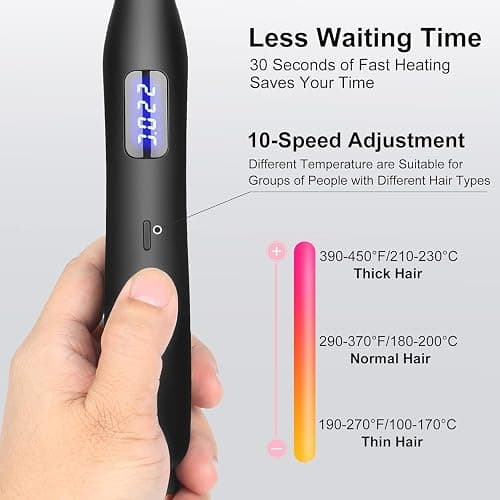 Hair Straightener Pencil Flat Iron, Ceramic Mini Small Flat Iron for Short Hair, Beards & Pixies thumbnail 2