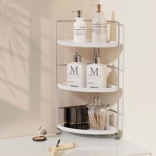 JANUS LiANG 3-Tier Bathroom Counter Organizer, Plastic Bathroom Organizer, Tool-Less Installation Makeup Vanity Tray, Bathroom Organizer Countertop Skincare Perfume Organizers (Chrome) thumbnail 3
