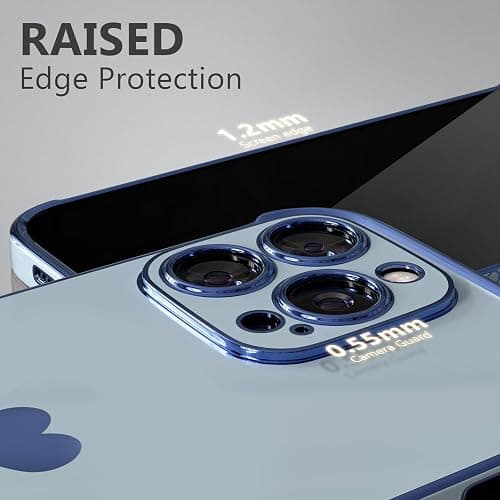 Rxuiael Luxury Women Case for iPhone 12 Pro Max 6.7in | Soft Phone Case | Upgraded Shockproof Corners | Love Heart Protective Phone Cover for iPhone 12 Pro Max (Blue) thumbnail 3