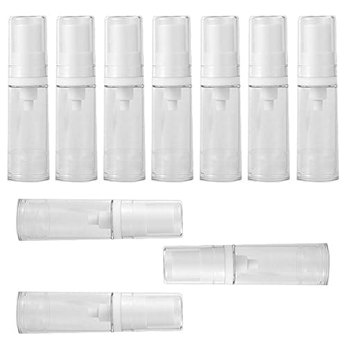 WADY 10 Pcs Clear Spray Bottles, Refillable Travel Lotion Vacuum Press Pump Bottle, Cream Cosmetic Container Fine Mist Plastic Empty Spray Bottle Mini Travel Bottle (5 ml) - Image 1