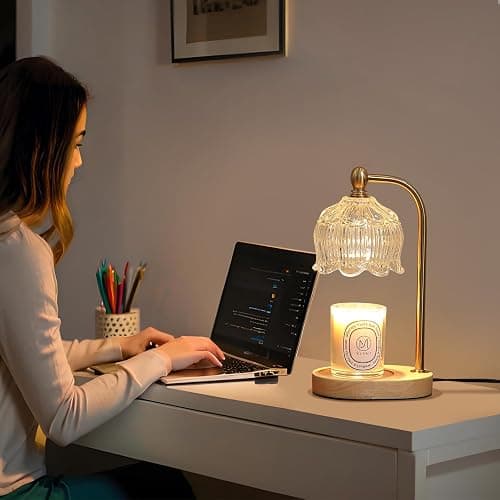 MEIXISUE Candle Warmer Lamp with Timer Dimmable,Antique Brass Candle Lamp,Wax Melt Warmer Light for Jar Candles,Mother's Day/Birthday/Christmas Gifts for Mom/Wife,Home Decor Lamp,with 2 Bulbs thumbnail 5