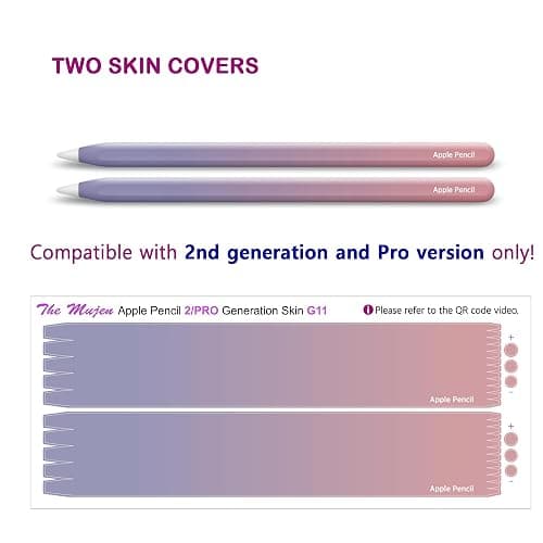 Apple Pencil Skin [2 Pack] Ultra Thin 3M Premium Vinyl Cover Greenguard Gold Ink Apple Pencil Full wrap Cover Case Gradient Color – 2nd Generation (G11) thumbnail 2