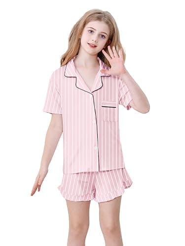 Schbbbta Girls Pajamas Set 2 Piece Button Down Pjs Soft Ruffle Sleepwear Loungewear thumbnail 5