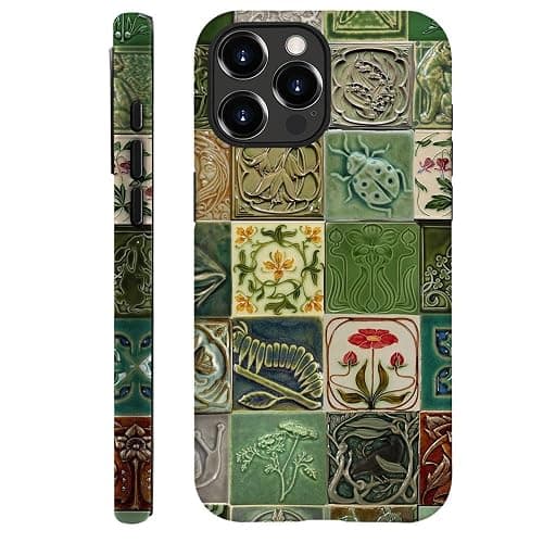 Piodaidy Compatible with iPhone 16 Pro Max,Durable & Shockproof Phone Case Cover Design - Collage Tiles Vines Snails Nature - Image 1
