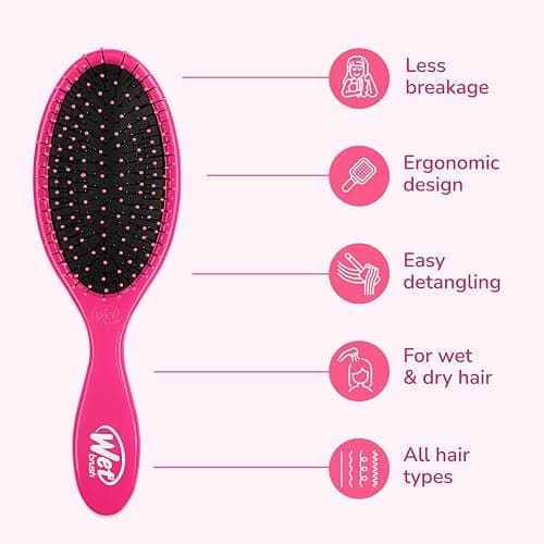 Wet Brush Detangling Brush, Original Detangler Brush (Pink) - Wet & Dry Tangle-Free Hair Brush for Women & Men - No Tangle Soft & Flexible Bristles for Straight, Curly, & Thick Hair thumbnail 4