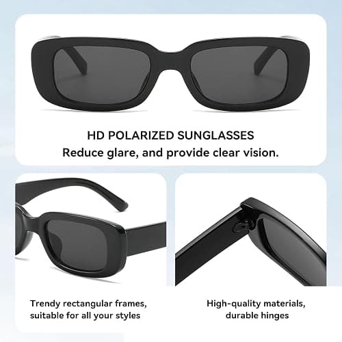 Dollger Rectangle Sunglasses for Women Men Trendy Retro Fashion Sunglasses UV 400 Protection Square Fram thumbnail 3