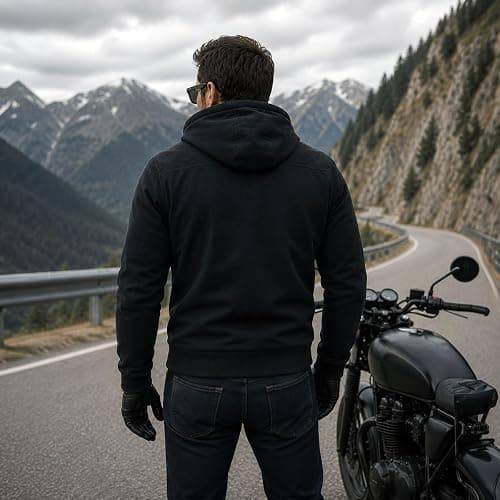 Milwaukee Leather Men's Streetguard Riding Hoodie - Aramid Reinforced with CE Shoulder and Elbow Armor - Large Black thumbnail 3