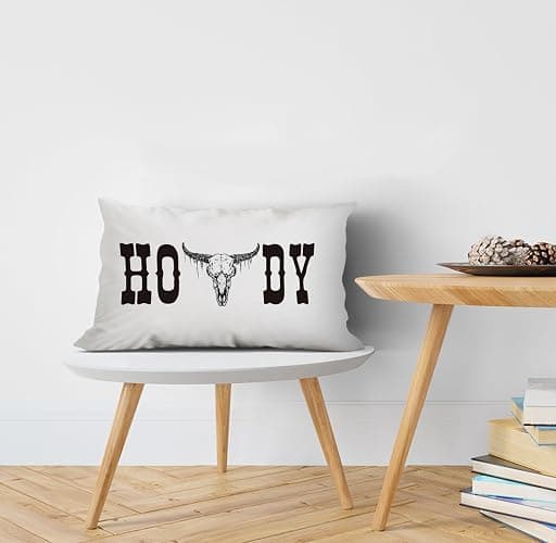 huester Western Pillow Covers 12x20, Western Throw Pillows Cases, Cow Skull Howdy Sign Pillows Decorative Throw Pillows Cover, Western Cow Bull Skull Home Bedroom Living Room House Decor thumbnail 6