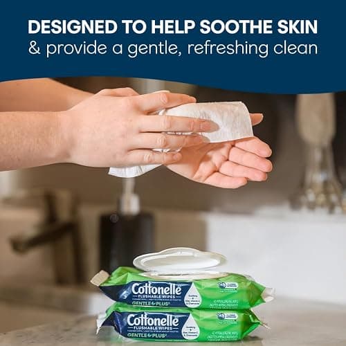 Cottonelle GentlePlus Flushable Wet Wipes with Aloe & Vitamin E, 4 Flip-Top Packs, 42 Wipes Per Pack (168 Total Wipes), Packaging May Vary thumbnail 4