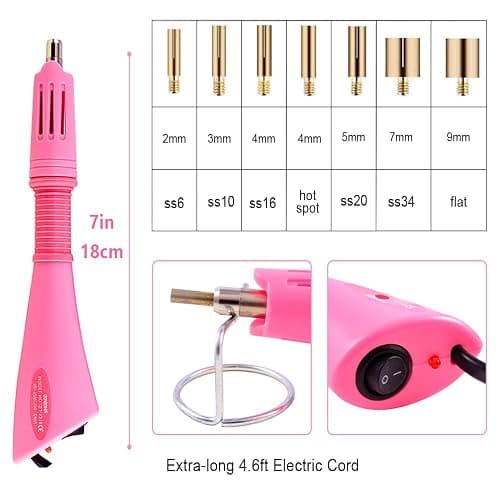BLINGINBOX Hotfix Rhinestone Setter, Hot Fix Applicator Tool Bedazzler Kit with Rhinestones, Kit, Hot Fixed Wand for Clothes Clothing Fabric Crafts, 4000 Pcs, AB Crystal, Clear,7 Gems Sizes thumbnail 2