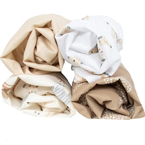 The Peanutshell Baby Bassinet Sheets 4-Pack - Soft, Oval & Fitted Baby Girls or Boys Sheet, Rectangle, Fitted Covers for Crib, Halo Bassinet Mattress - Safari Neutral thumbnail 2