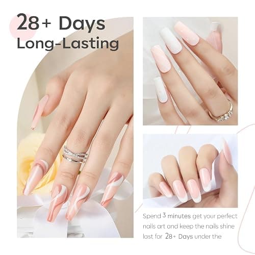 Modelones Gel Nail Polish 6 Colors Nude Pink Gel Polish Kit White Pastel Light Pink Nail Polish Gel Barely Pink Soak Off Gel Nail Popular Nail Art DIY Salon Home Manicure Gifts thumbnail 4