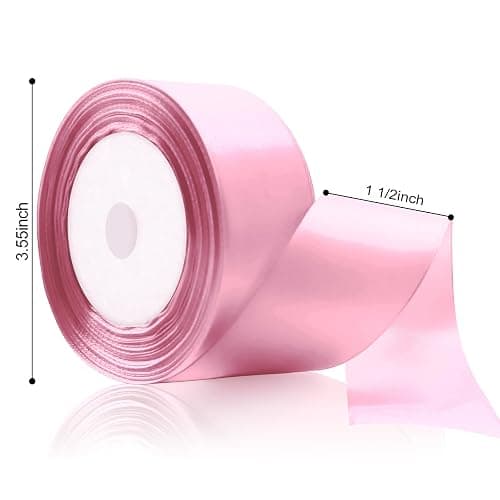 Flezoo 25 Yards Pink Satin Ribbon 1 1/2inch, Single Face Polyester Silk Fabric Hair String Ribbon for Craft, Flower Bouquets, Gift Wrapping, Wedding, Bow Making and Valentines Decoration thumbnail 3