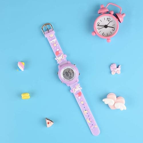 Venhoo Kids Watches 3D Cartoon Waterproof 7 Color Lights Toddler Wrist Digital Watch with Alarm Stopwatch for 3-10 Year Girls Little Child thumbnail 6