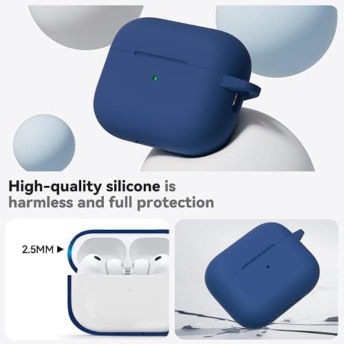 Ljusmicker for AirPods Pro 3 Case 2025 with Cleaner Kit,Silicone Protective Cases for Apple AirPods Pro 3rd Generation Case for Women Men,AirPod Pro 3 Cover Accessories with Keychain-Midnight Blue thumbnail 7
