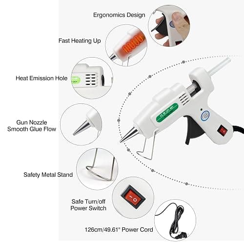 SHJADE Mini Hot Glue Gun Kit with 30 Glue Sticks - Fast Preheating Hot Melt Gun, High Temp for School Crafts DIY Arts and Quick Home Repairs(White) thumbnail 5