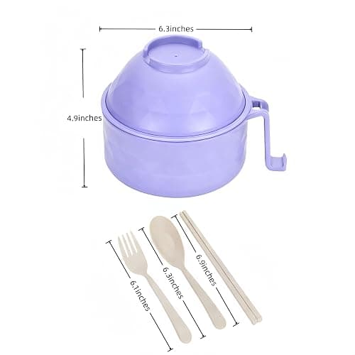 Layron Ramen Cooker Ramen Bowl Set with Chopsticks Microwave Noodle Bowl College Dorm Room Essentials for Girls for Boys Apartment Essentials-Blue thumbnail 3