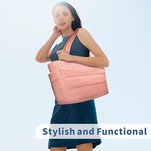 TOPDesign Puffer Tote Bag for Women, Lightweight Puffy Handbag with Compartments, Quilted Shoulder Bag for Work, Travel, Gym thumbnail 3