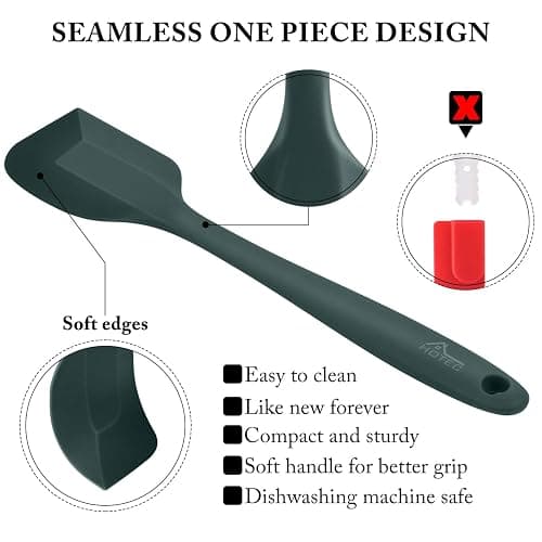 HOTEC Heat Resistant 600℉ BPA-Free Silicone Rubber Spatula Set for Baking, Cooking, and Mixing Non Stick Dishwasher Safe, Neutral Set of 5 thumbnail 6