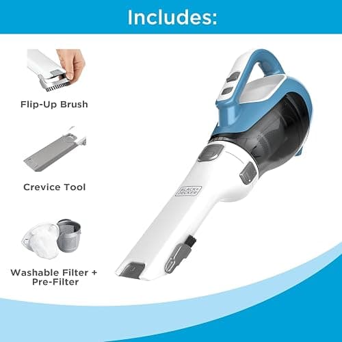 BLACK+DECKER dustbuster AdvancedClean Handheld Vacuum Cordless, Compact Home and Car Vacuum with Crevice Tool, Rotating Nozzle and Charging Station, Large Dust Bowl (CHV1410L) thumbnail 3