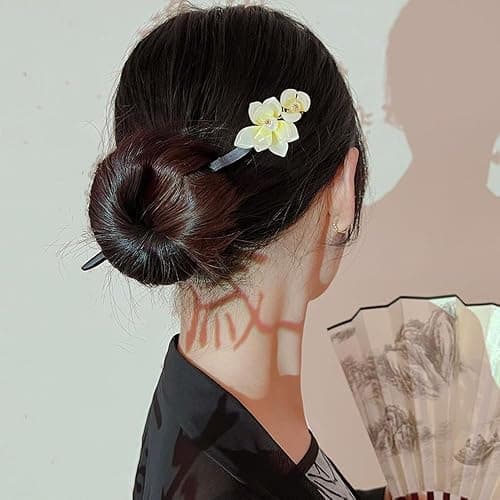 Chinese Flower Wooden Hairpin Handmade Floral Wooden Hair Sticks – Chinese Decorative Hair Chopsticks thumbnail 8
