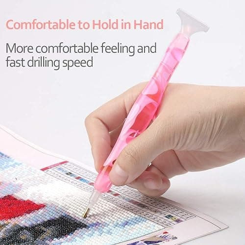 RovyFota Diamond Painting Pen, Handmade Resin Diamond Painting Pens with Glue Clay and Various Tips, More Comfortable and Faster, 5D Diamond Painting Tools for Diamond Paintings Hobby (Pink) thumbnail 4