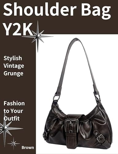 Gleease Dark Brown Purse For Women Chocolate Brown Shoulder Bag Handbag Espresso Vintage Small Leather Purse Y2K Hobo Bags thumbnail 3