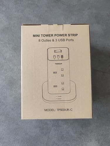 Tower Extension Lead 5M with 3 USB Slots, TESSAN 5 Metre Extension Cable 8 Way Multi Plug Socket, Surge Protected Power Strip with Switch for Home, Office thumbnail 7
