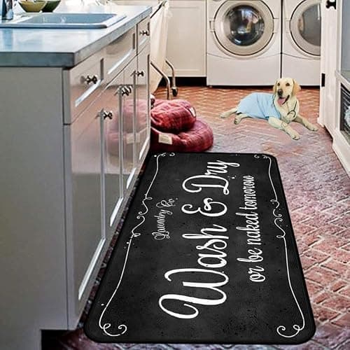 Laundry Room Long Mat Area Rug Non-Slip Floor Mat Waterproof Farmhouse Carpet for Kitchen 40" x 20"(Black-2) thumbnail 5