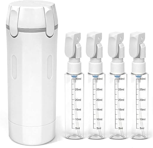 4 in 1 Travel Dispenser,4 Pack 30ML Travel Bottles for Toiletries,Refillable, Leak Proof and Portable,Suitable for Storing Shampoo, Shower Gel, Laundry Detergent, Suitable for Travel, Camping (White) - Image 1
