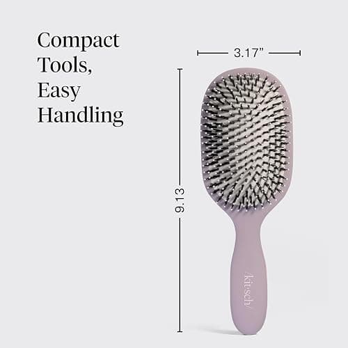 Kitsch Smooth & Polish Hair Brushes For Women and Men - Soft Violet | Hairbrush For Women | Dual Bristle Detangler Brush – Vegan Boar & Nylon Hair Brush w/ Cushioned Pad for Scalp Massage thumbnail 4