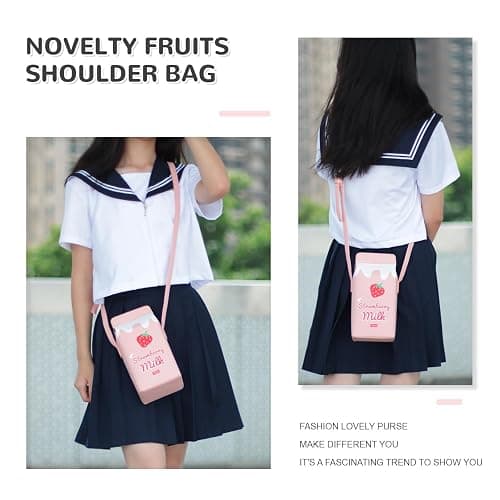 LUI SUI Girls Fruits Banana Strawberry Milk Box Cross Body Purse Bag Women Phone Wallet Shoulder Bags thumbnail 8
