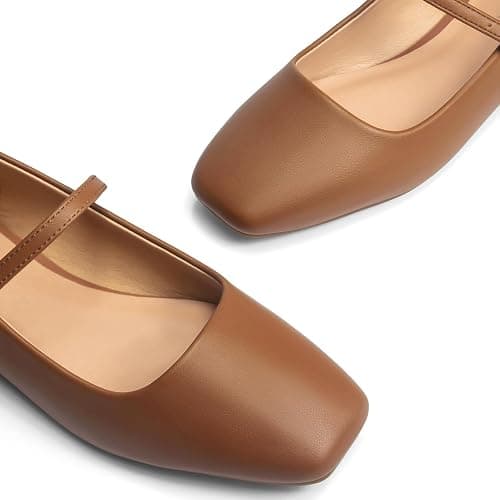 Womens Mary Jane Flats Closed Toe Buckle Strap Square Toe Ballet Flats | Closed Toe, Adjustable Strap, Buckle Closure, Comfortable, Soft PU Leather thumbnail 6