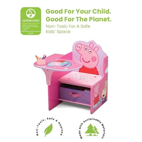 Delta Children Chair Desk with Storage Bin - Ideal for Arts & Crafts, Snack Time, Homeschooling, Homework & More, Peppa Pig thumbnail 3