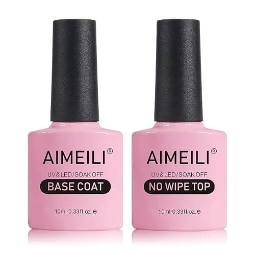 AIMEILI Base Coat Top Coat UV LED Gel Nagellack Gellack Unterlack & Überlack Set Nägel Maniküre Kit 2×10ml - Image 1