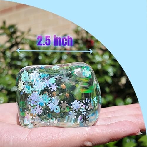 Kiedle Cool Ice Cube with Snowflakes - Nice Sensory Squishy Squeeze Cute Fidget Toy with Slow Rise Squish - 2.25" Cube thumbnail 2